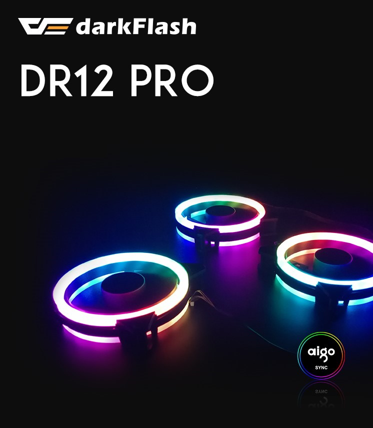 PC/タブレットdarkFlash DR12 Pro 5個パック アドレス可能 120mmRGB